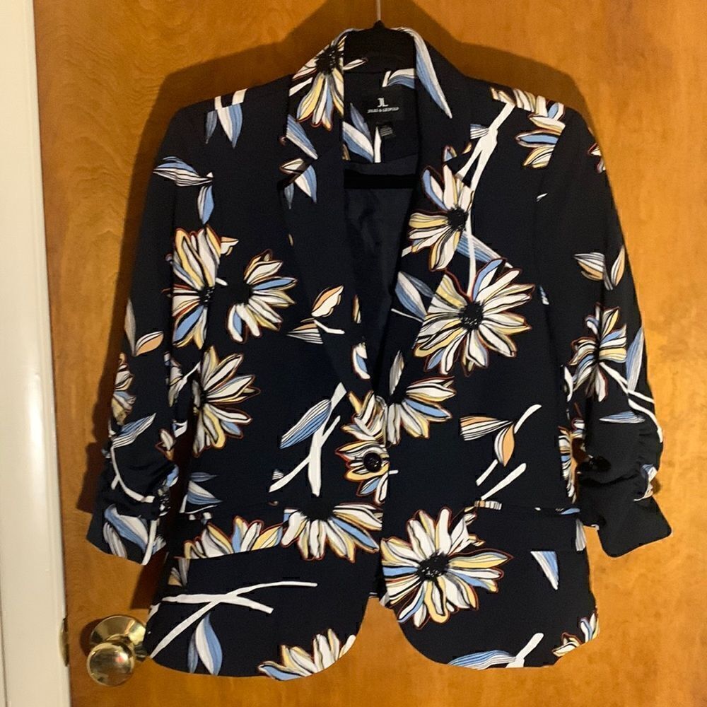 Jules & Leopold EUC navy blue floral blazer Size S